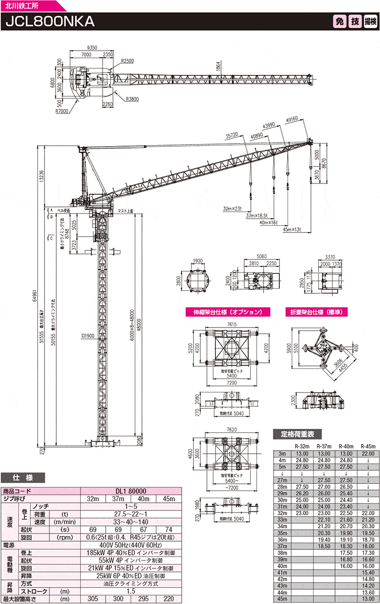 クライミングクレーン JCL800NKA