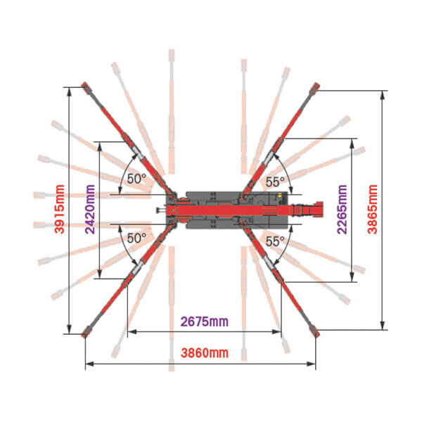 ミニクレーン(オールバッテリー仕様) アウトリガ最大張出幅