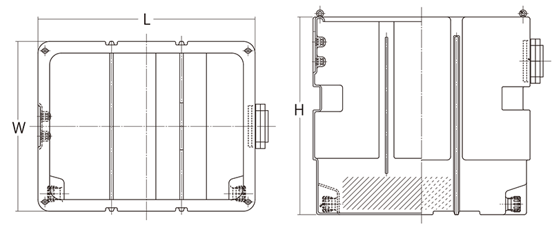 ポリ製ノッチタンク　寸法図