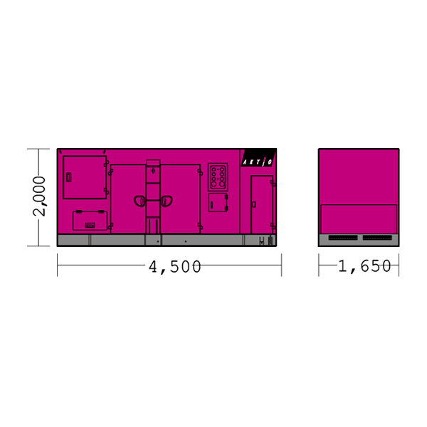 ZEROバイブロ 油圧式可変超高周波型SR 油圧ユニット寸法図(寸法:mm)