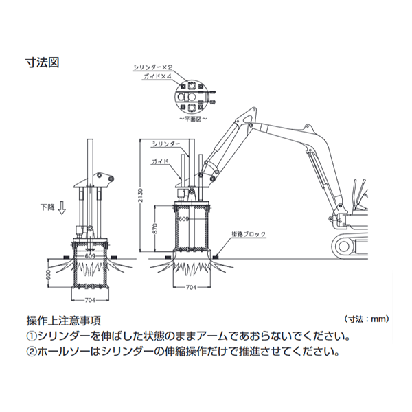 根こそぎ切るソー　寸法図