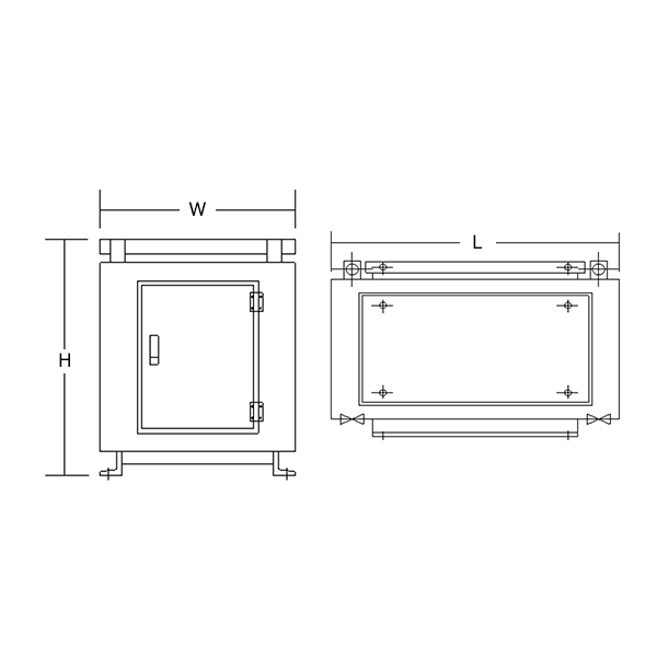 単相乾式トランス CCC型　正面図/側面図