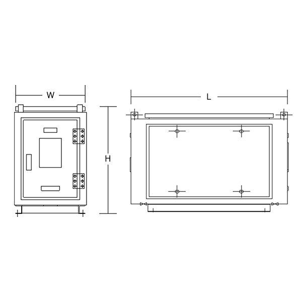 三相タップトランス CCD-S型　正面図/側面図