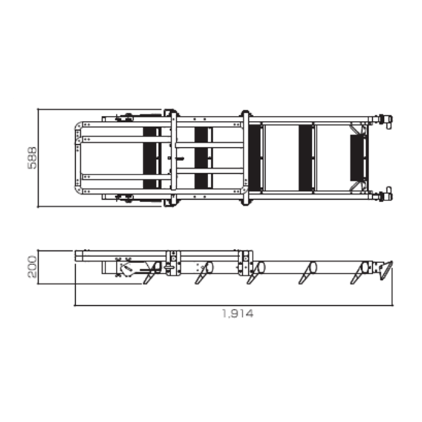 アルミ製トラック昇降タラップ　収納寸法図