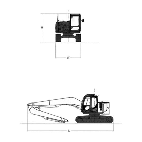 解体ロングバックホー　寸法図