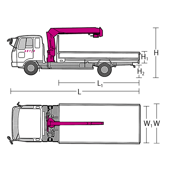 2～4tトラッククレーン付　寸法図