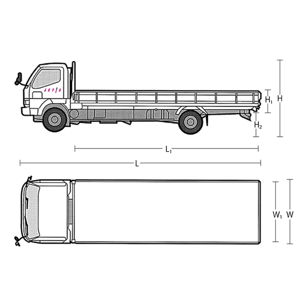 2t・4tトラック　寸法図