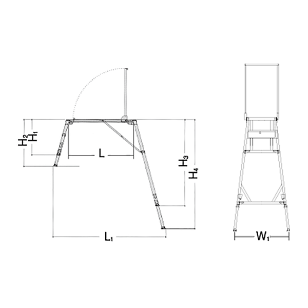 階段用可搬式作業台　寸法図